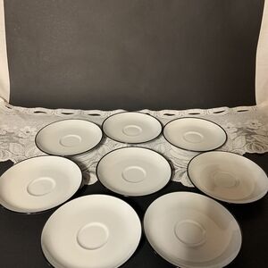 Noritake White and Black Porcelain Saucers Set